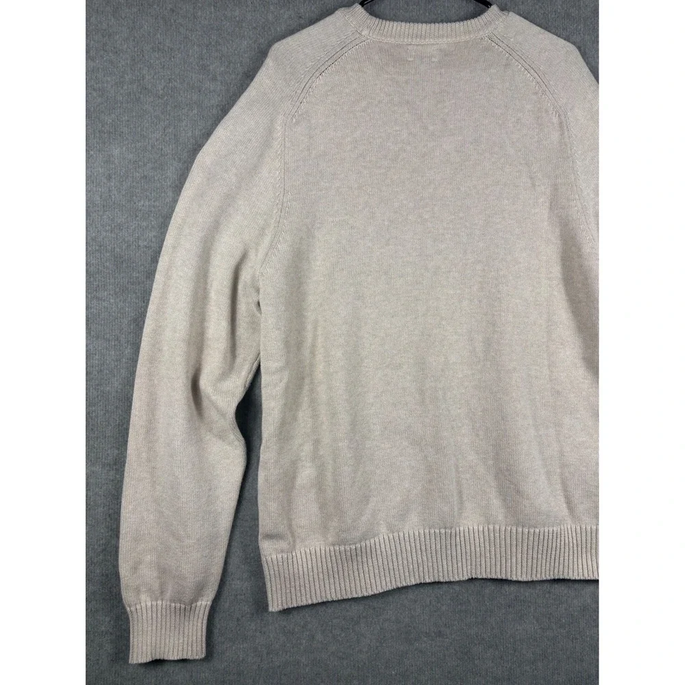 J. Crew Mens XXL Beige‎ Cotton Crewneck Knit Sweater BI841 HO23 Tan Long Sleeve
